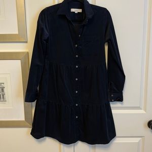 Dark Blue - Corduroy shirt dress - size xs